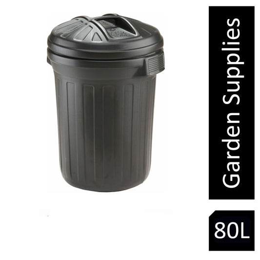 Fixtures Strata Shatterproof  Refuse Bin Secure Push On Lid Black 80L (GN343)
