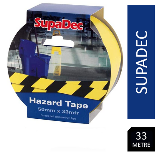 Supadec Yellow Black Hazard Tape {Extra Long 33m}