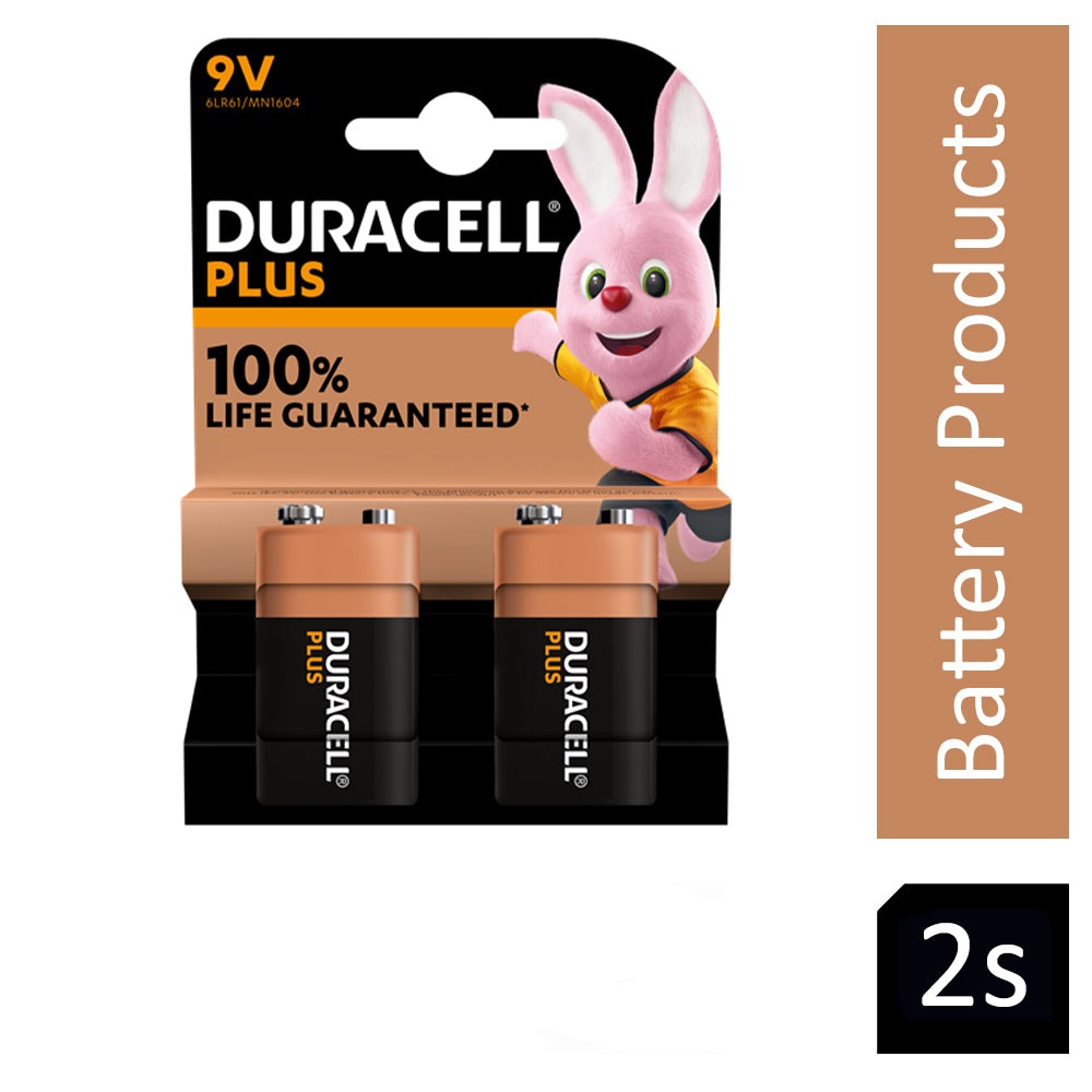 Duracell Plus Battery 9V (Pack of 2) 81275459