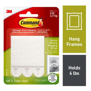 3M Command 17201 Medium Picture Hanging Strips 3 Pack