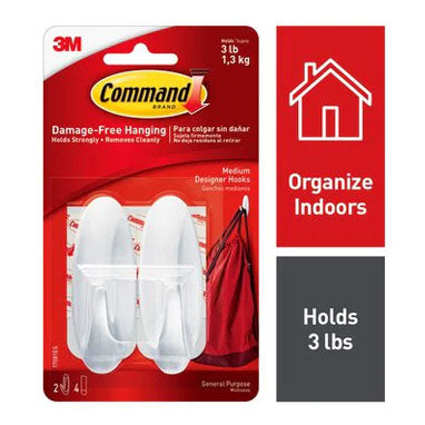 3M Command 17081 Medium Hooks 2 Pack - UK BUSINESS SUPPLIES