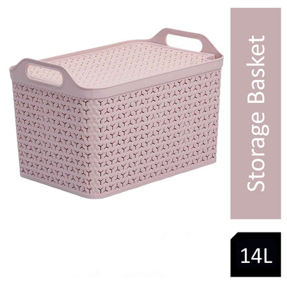 Strata Pink Medium Handy Basket With Lid {23cm x 30.5cm}