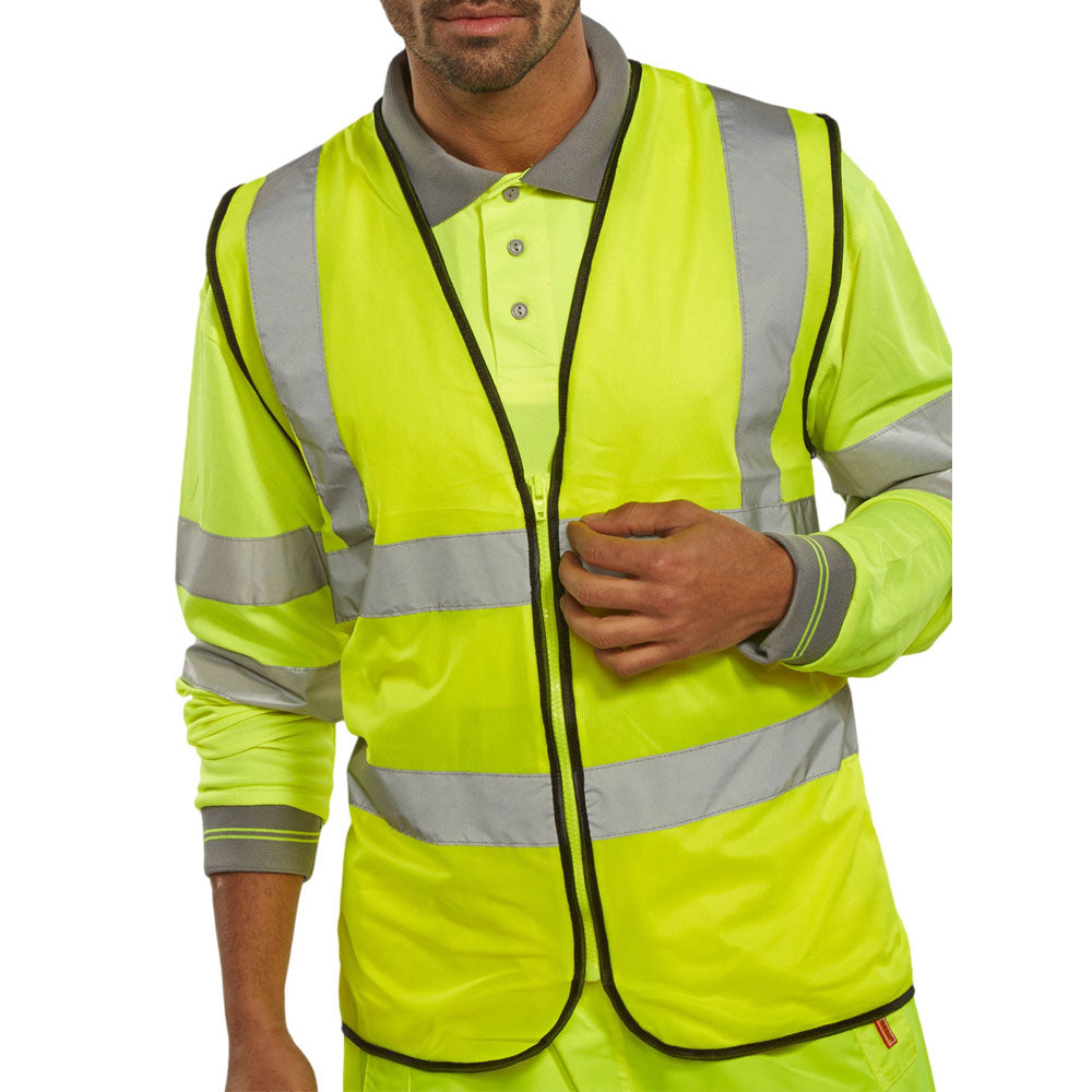 Beeswift Yellow Zip Fasten Hi-Vis Waistcoat