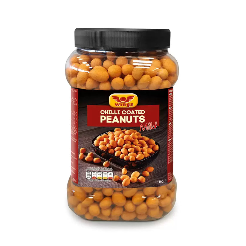 Wings Chilli Coated Peanuts 1.1kg  | 1 x 1.1kg Resealable Tub