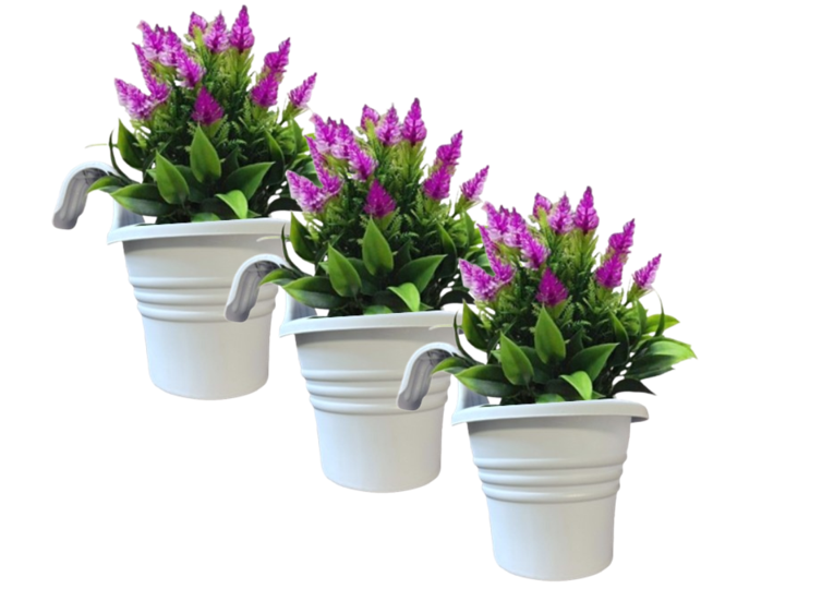 Fixtures Hang Easy Single Eco Planter | Fence or Balcony Hook on Planters | Pale Grey