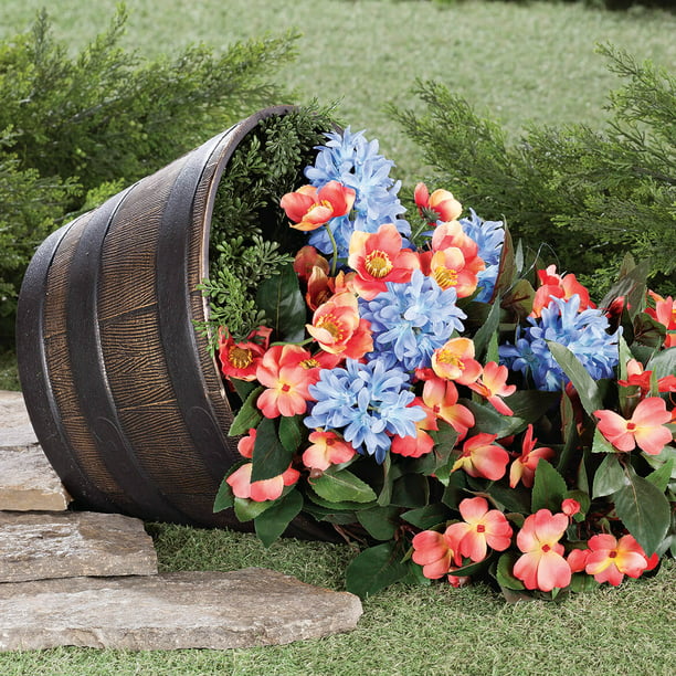 Fixtures Half Barrel Cask Brown 40cm x 27cm Medium Planter