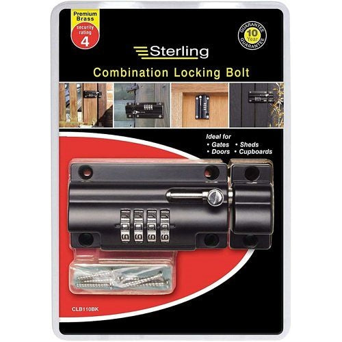 Burg Wachter {Sterling} CLB110BK 110mm 4 Combination Locking Bolt