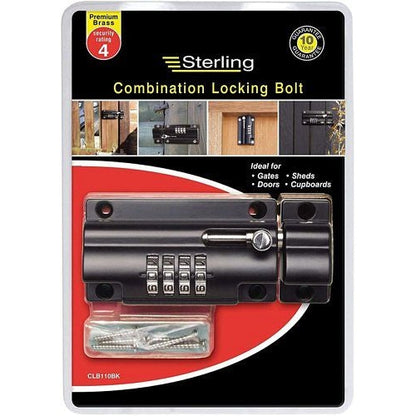 Burg Wachter {Sterling} CLB110BK 110mm 4 Combination Locking Bolt