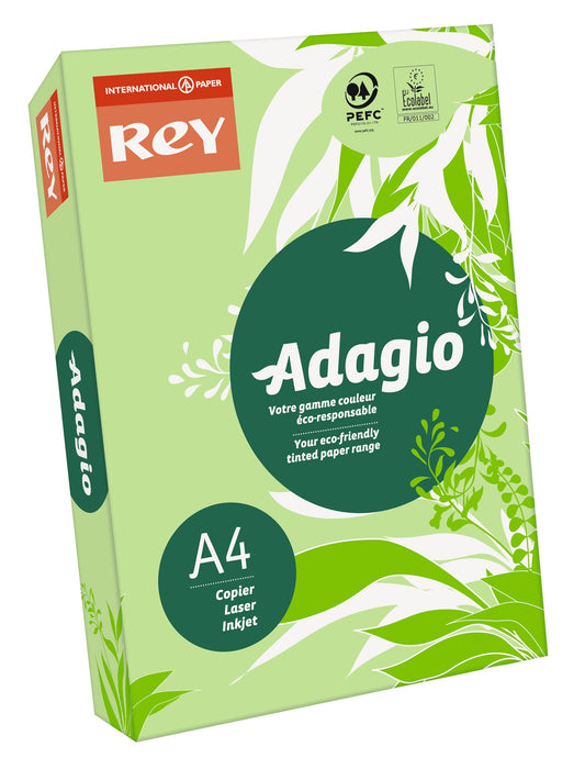 Rey Adagio Paper A4 80gsm Leaf Green (Ream 500) RYADA080X406