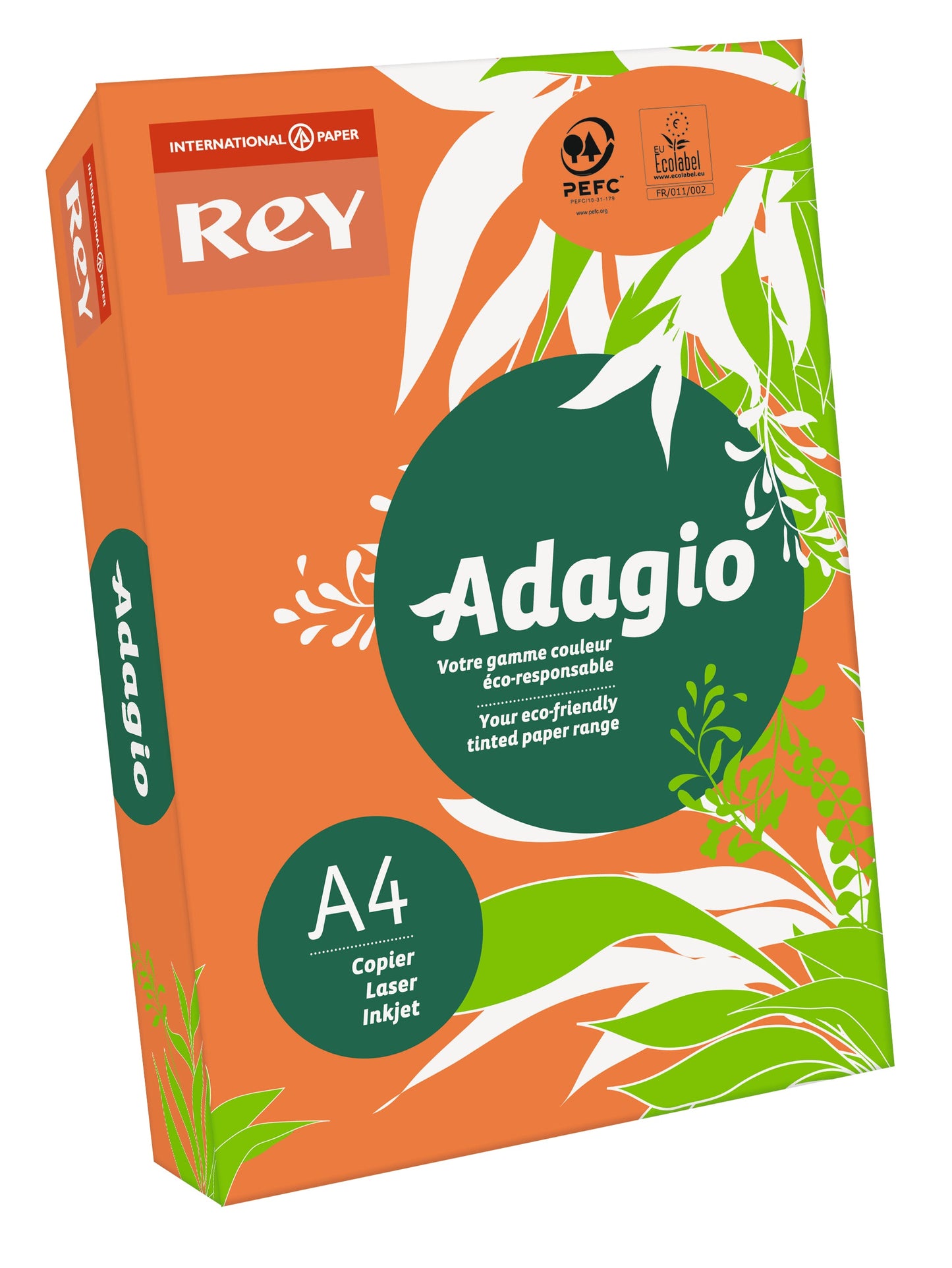 Rey Adagio Paper A4 80gsm Deep Orange (Ream 500) RYADA080X427