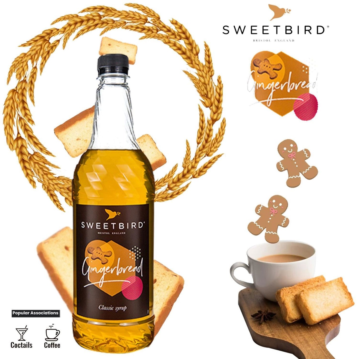 Sweetbird Gingerbread Coffee Syrup 1litre (Plastic)