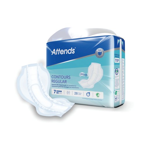 Attends Contours Sanitary Pads Size 7 Regular (Pack of 28) 201275