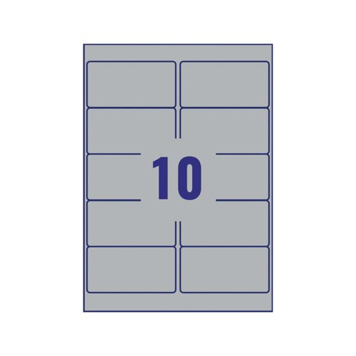 Avery Laser Label H-Duty 10 Per Sheet Silver (Pack of 200) L6012-20