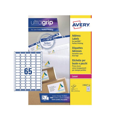 Avery Mini Laser Labels 38.1 x 21.2mm White (Pack of 1625) L7651-25