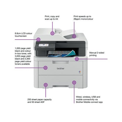 Brother DCP-L3560CDW A4 3-in-1 Wireless Colour Laser Printer DCPL3560CDWZU1
