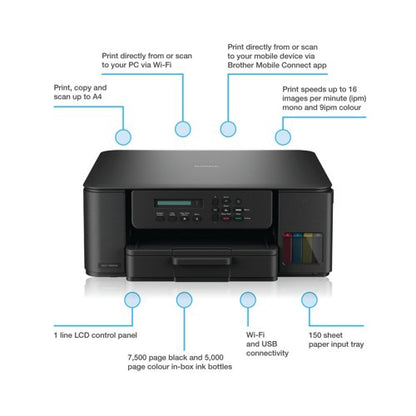Brother DCP-T580DW 3-in-1 Wireless Colour Ink Tank Printer DCPT580DWZU1