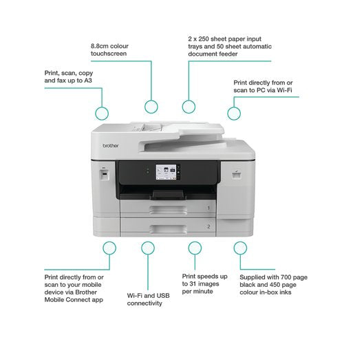 Brother MFC-J6960DW A3 4-in-1 Wireless Colour Inkjet Printer MFCJ6960DWZU1