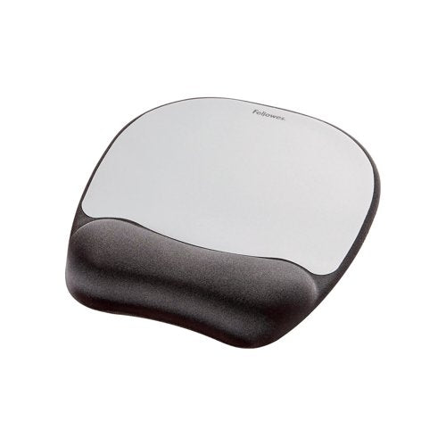 Fellowes Memory Foam Mouse Pad Wrist Support Black/Silver 9175801