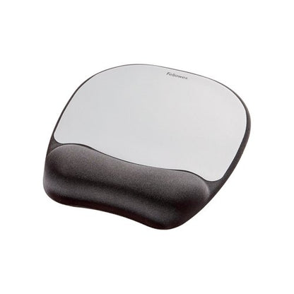 Fellowes Memory Foam Mouse Pad Wrist Support Black/Silver 9175801