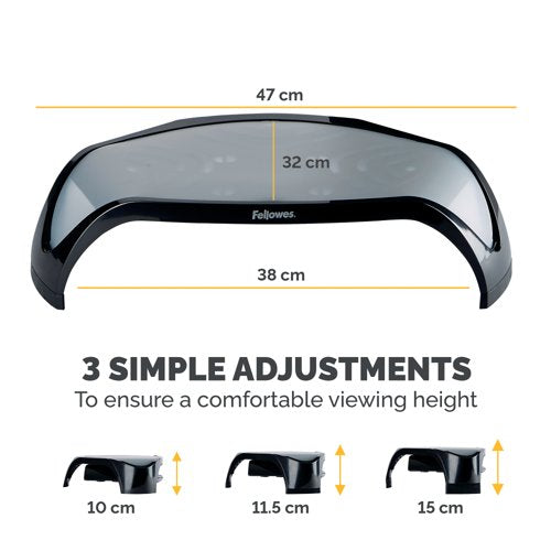 Fellowes Smart Suites Height Adjustable Monitor Stand Black/Silver 8020101