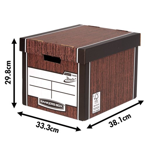 Bankers Box Premium Tall Storage Box Woodgrain (Pack of 5) 7260520