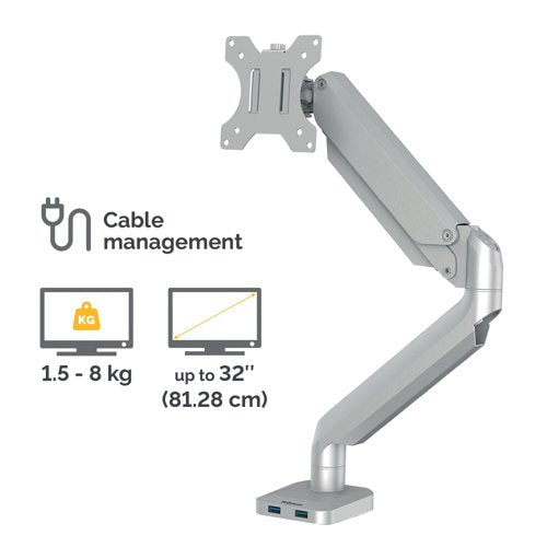 Fellowes Platinum Series Single Monitor Arm Silver 8056401