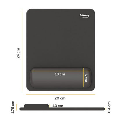 Fellowes Breyta Standard Mouse Pad Wrist Rest Black 100142555