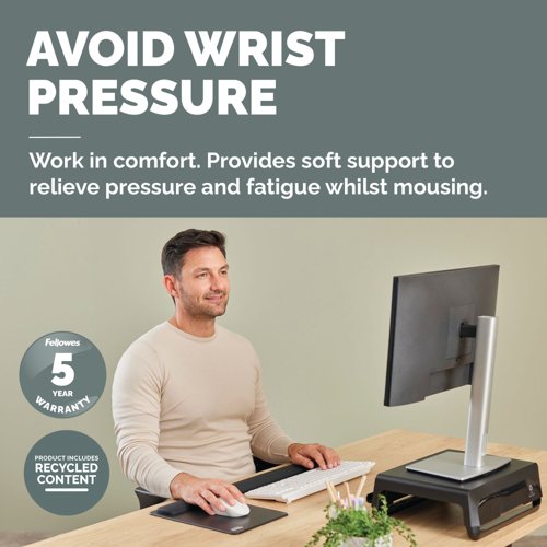 Fellowes Breyta XL Mouse Pad Wrist Rest Black 100142560