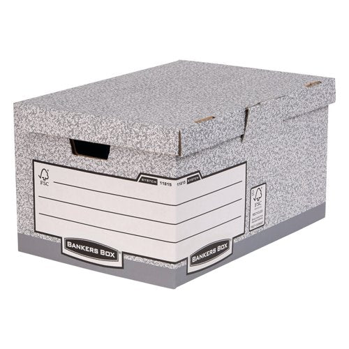 Bankers Box System Flip Top Storage Box Grey (Pack of 10) 01815