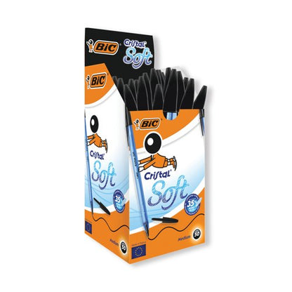 Bic Cristal Soft Ballpoint Pen Medium Black (Pack of 50) 918518