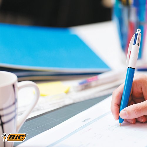 Bic 4 Colours Retractable Ballpoint Pen Black/Blue/Red/Green (Pack of 10) 8032232