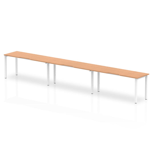 Dynamic Evolve Plus 1600mm Single Row 3 Person Desk Oak Top White Frame BE390