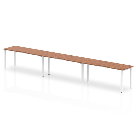 Dynamic Evolve Plus 1400mm Single Row 3 Person Desk Walnut Top White Frame BE392