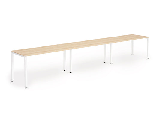 Dynamic Evolve Plus 1400mm Single Row 3 Person Desk Maple Top White Frame BE394