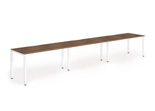 Dynamic Evolve Plus 1200mm Single Row 3 Person Desk Walnut Top White Frame BE397