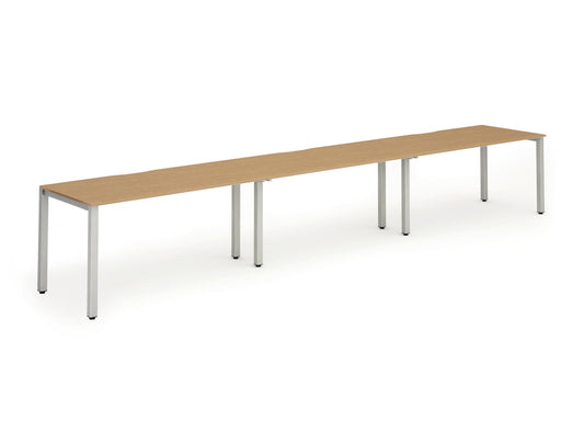 Dynamic Evolve Plus 1200mm Single Row 3 Person Desk Oak Top Silver Frame BE420