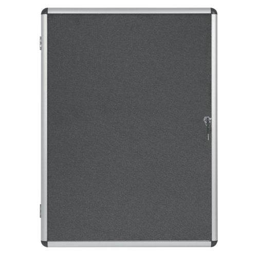Bi-Office Enclore Felt Lockable Glazed Case Aluminium Frame Grey Felt 1160x35x981mm VT640103150