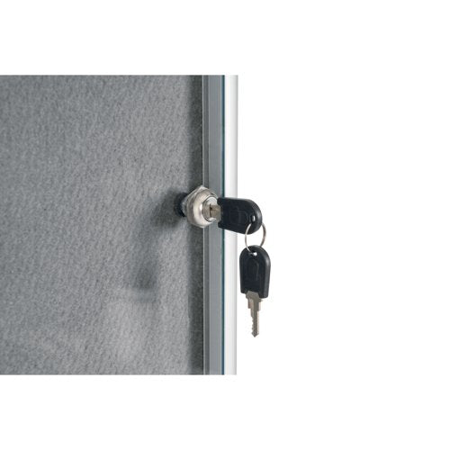 Bi-Office Enclore Felt Lockable Glazed Case Aluminium Frame Grey Felt 1160x35x981mm VT640103150