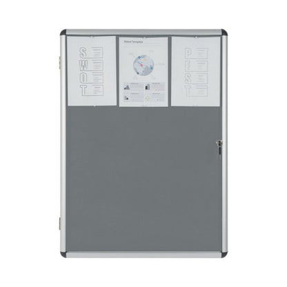 Bi-Office Enclore Felt Indoor Lockable Glazed Case 720x981x35mm Grey VT630103150