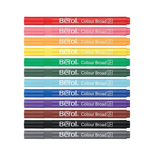 Berol Colour Broad Pen Water Based Ink Assorted (Pack of 12) S0672840