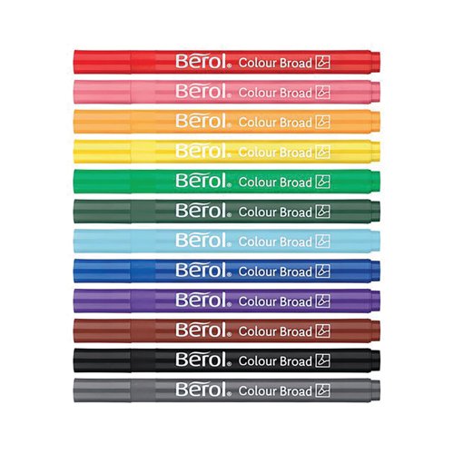 Berol Colour Broad Pen Water Based Ink Assorted (Pack of 42) S0375970