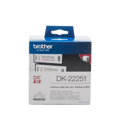 Brother DK-22251 Continuous Paper Tape Black/Red On White