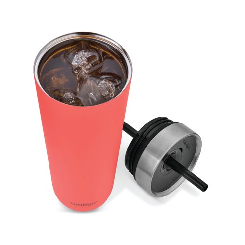 Contigo Luxe Stainless Steel Insulated Travel Tumbler/Straw 24oz Coral 2212920