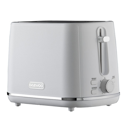Daewoo Stirling Two Slice Toaster | Reheat & Defrost | 7 Browning Functions | White