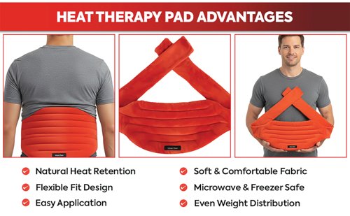 Deflecto Reusable Microwave Heating Pack Lower Back Orange DEFHP-LBW