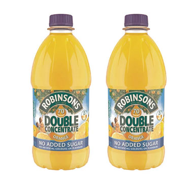 Robinsons Double Concentrate Orange Squash No Added Sugar 1.75 Litre (Pack of 2)