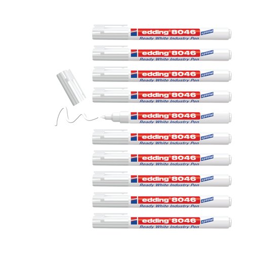 Edding 8046 Ready White Industry Pen Folding Box (Pack of 10) 4-8046049