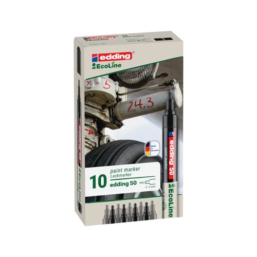 Edding E-50 Water-Based Paint Marker Medium Black (Pack of 10) 4-50-001/10