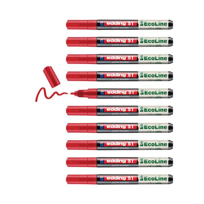 Edding E-51 Water-Based Paint Marker Fine Red (Pack of 10) 4-51-002/10