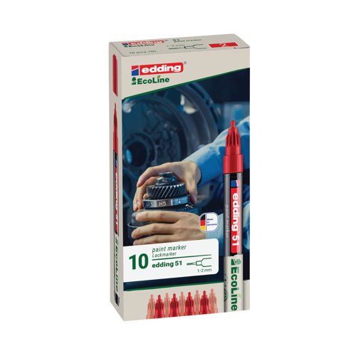 Edding E-51 Water-Based Paint Marker Fine Red (Pack of 10) 4-51-002/10